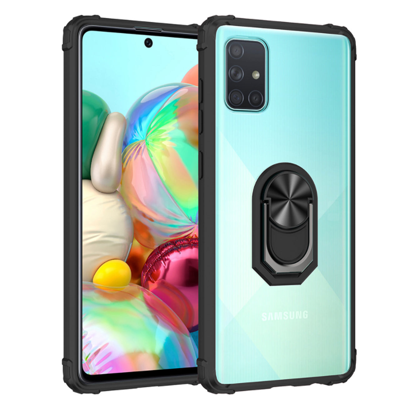 Kickstand Ring Holder TPU Shockproof Case With Magnetic Car MountSAMSUNG GALAXY A51 5G In Black