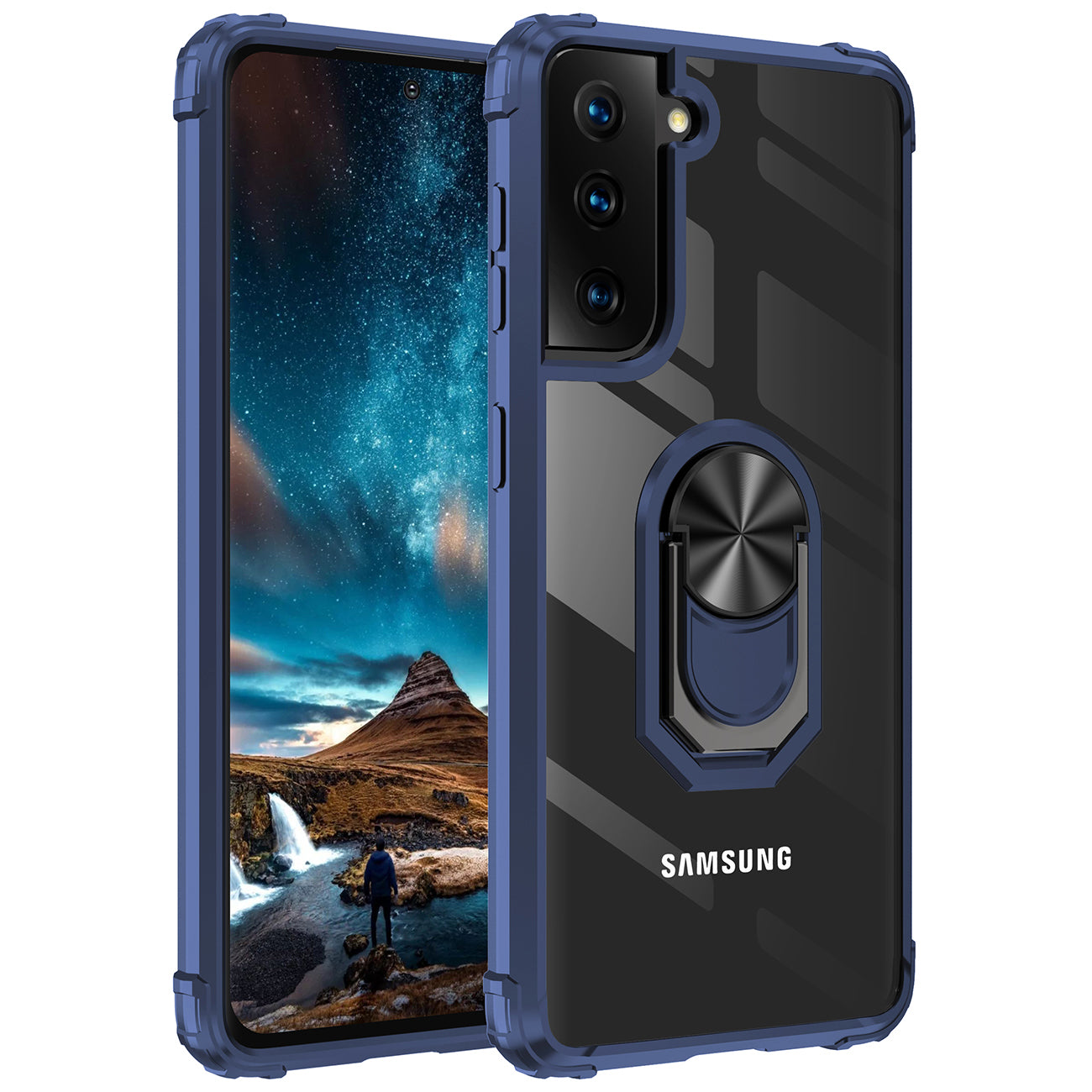 Kickstand Ring Holder TPU Shockproof Case With Magnetic Car MountSAMSUNG GALAXY S21/S30 PLUS In Blue