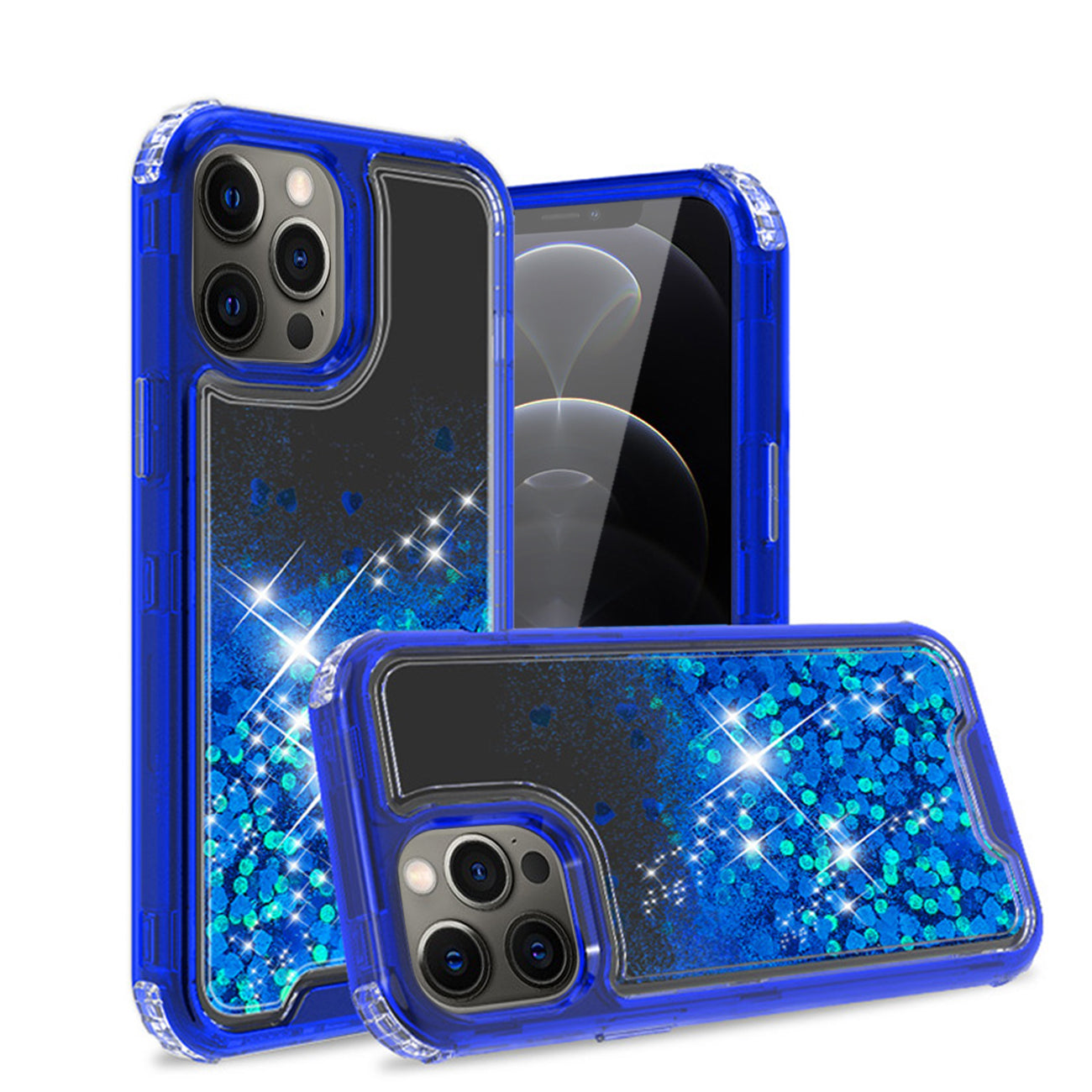 Case Moving Quicksand Apple iPhone 12 Pro Max Glitter Black And Navy Color