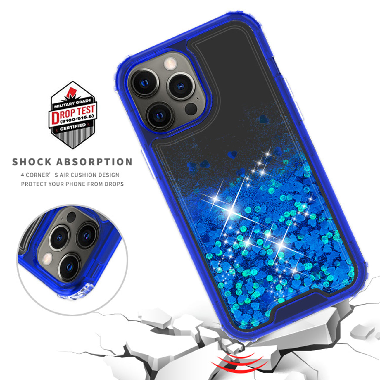 Case Moving Quicksand Apple iPhone 12 Pro Max Glitter Black And Navy Color