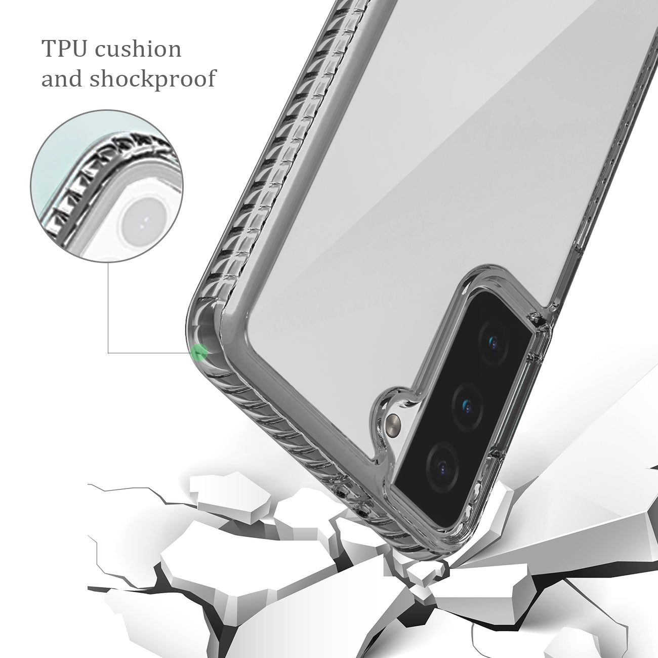 Case Bumper TPU Shockproof With Embedded Coil Samsung Galaxy S21/ S30 Plus Black Color
