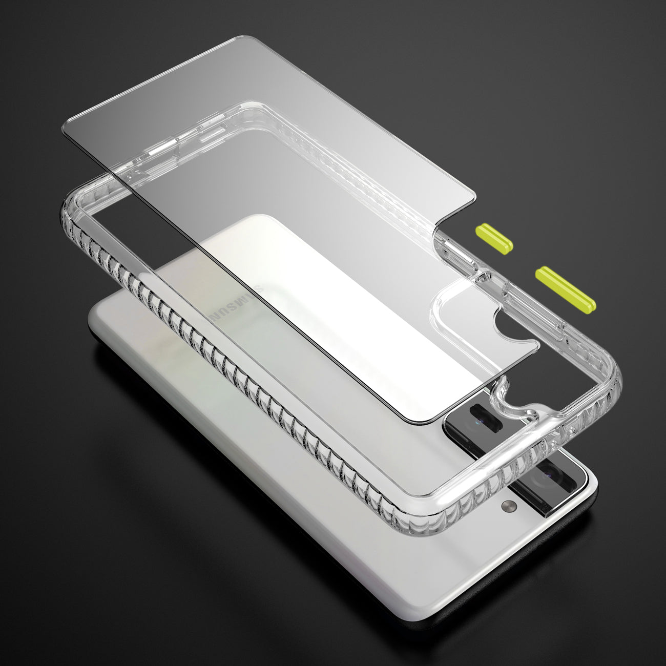 Case Bumper TPU Shockproof With Embedded Coil Samsung Galaxy S21/ S30 Plus Clear Yellow Color