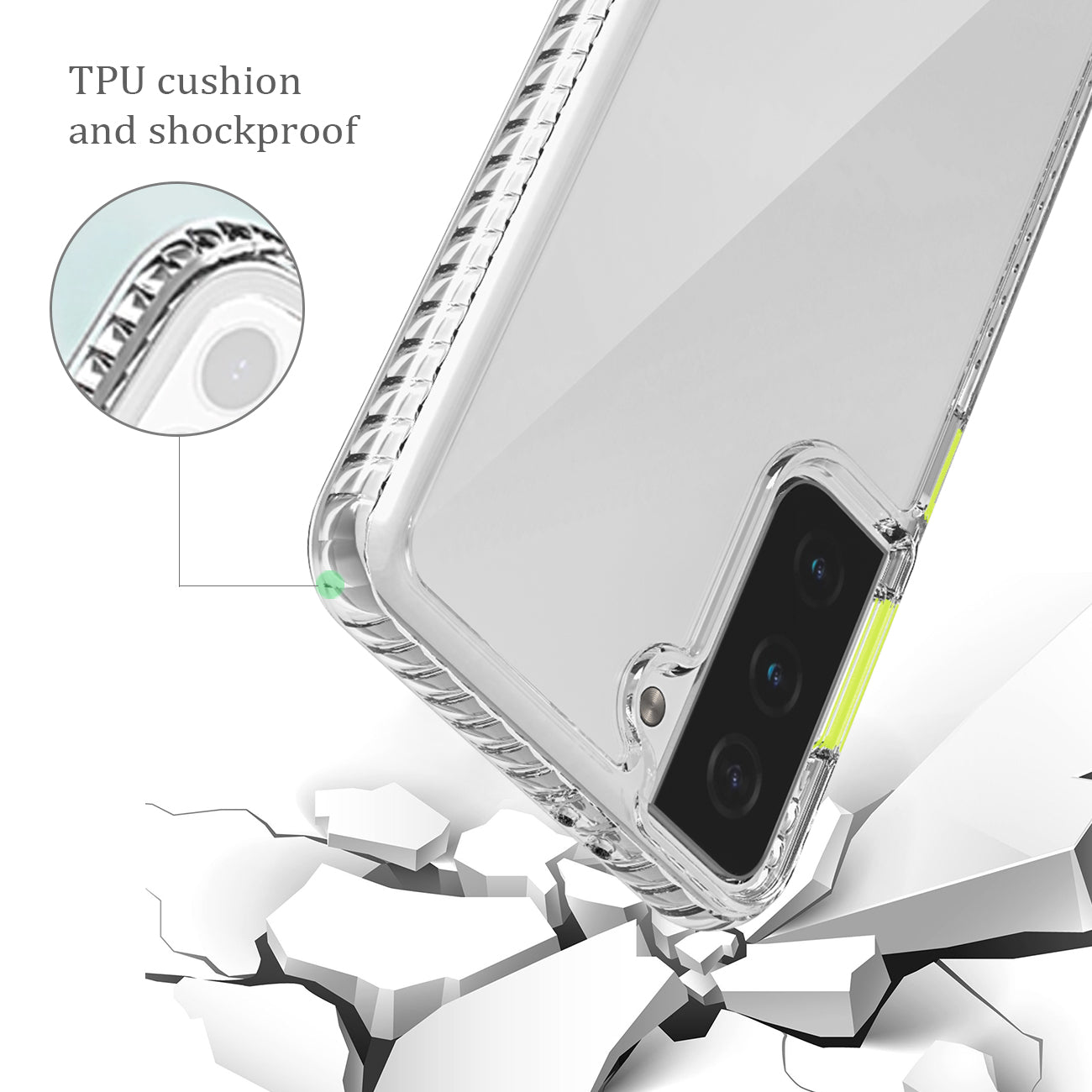 Case Bumper TPU Shockproof With Embedded Coil Samsung Galaxy S21/ S30 Plus Clear Yellow Color