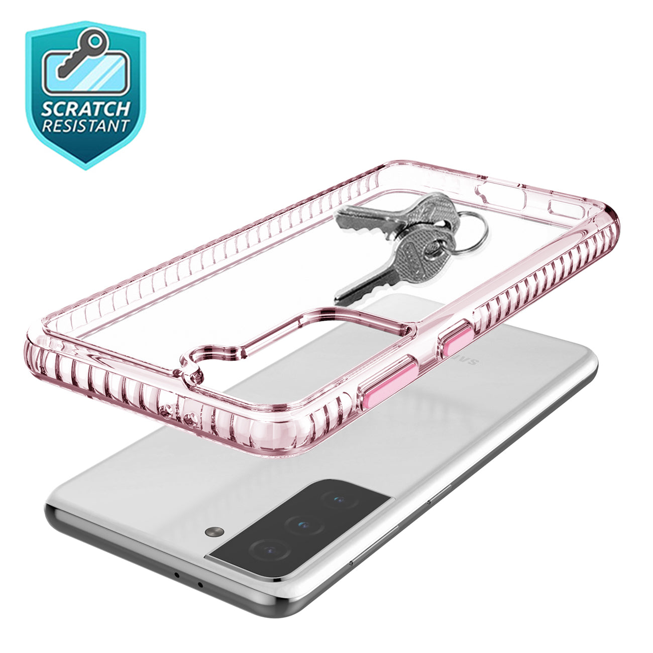 Case Bumper TPU Shockproof With Embedded Coil Samsung Galaxy S21/ S30 Plus Black And Pink Color