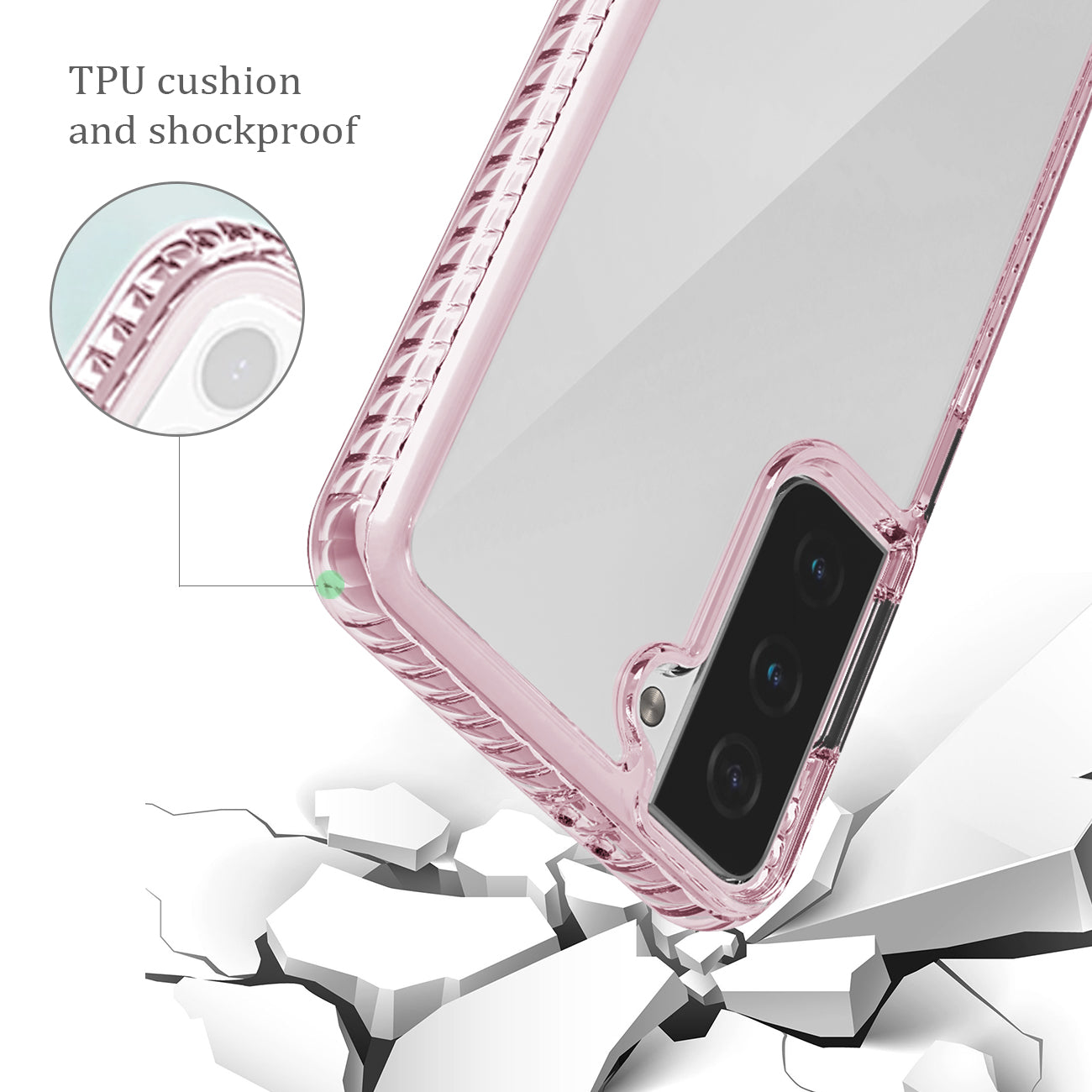 Case Bumper TPU Shockproof With Embedded Coil Samsung Galaxy S21/ S30 Plus Black And Pink Color