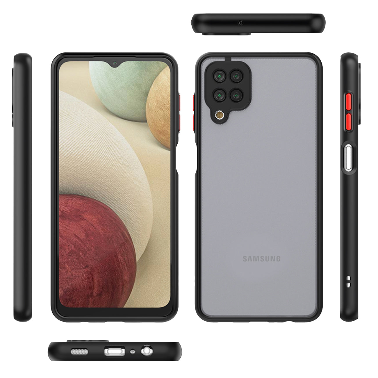 Case Camera Protection Translucent Samsung Galaxy A12 5G Black Color
