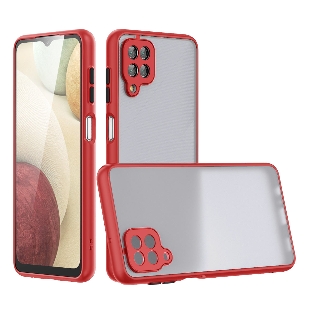 Case Camera Protection Translucent Samsung Galaxy A12 5G Red Color