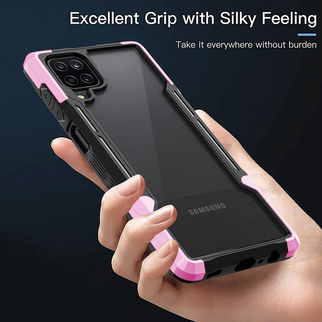 Case Shockproof Excellent Grip Silky Feeling Samsung A12 5G Pink Color