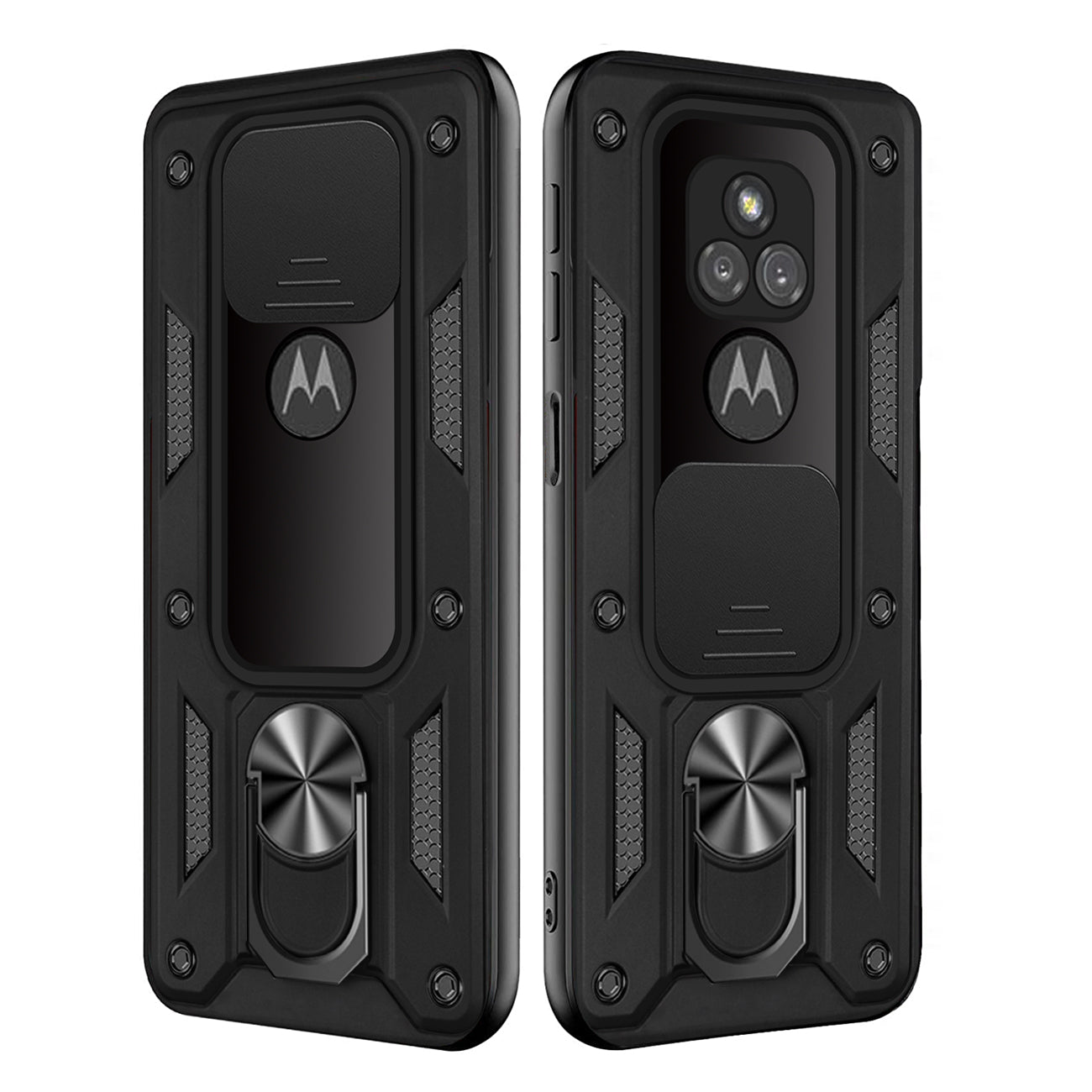 Kickstand Ring Holder with Slide Camera Cover TPU Shockproof Case and Magnetic Car Mount for MOTOROLA G