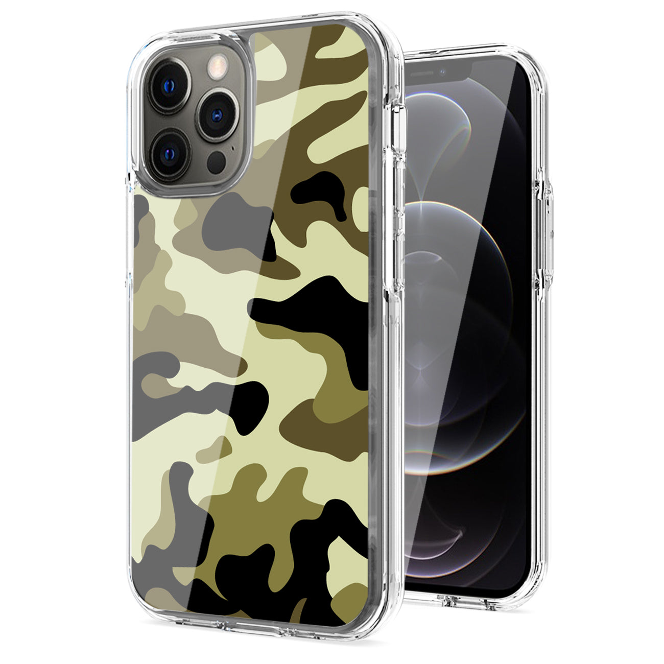 Camouflage Dual Layer Hybrid Hard & Soft TPU Rubber Case for IPH 12/IPH 12 PRO In Green
