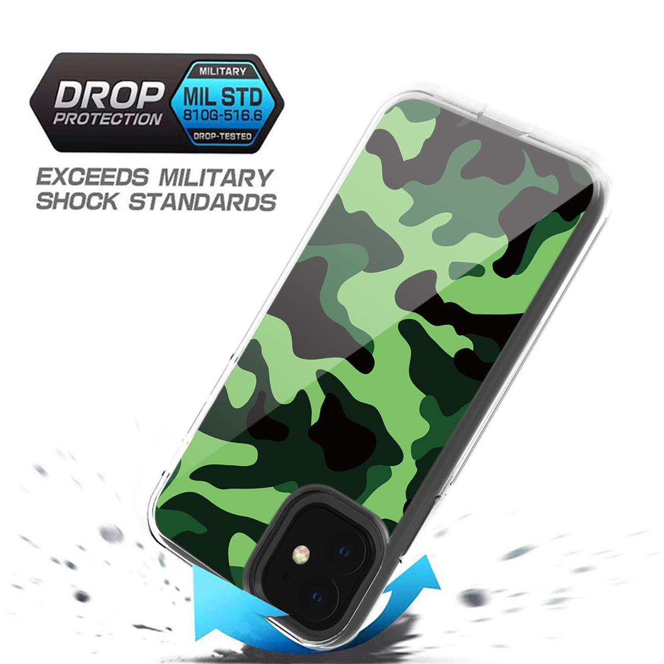 Camouflage Dual Layer Hybrid Hard & Soft TPU Rubber Case for IPH 12/IPH 12 PRO In Mint Green