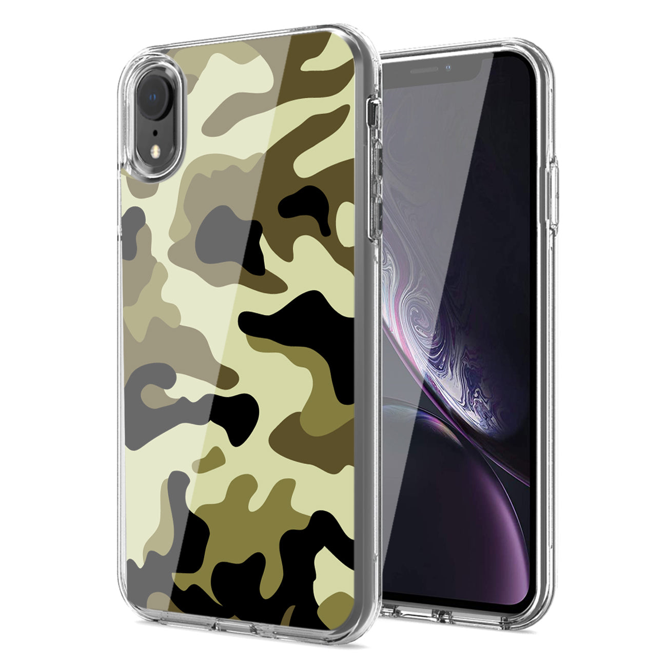 Camouflage Dual Layer Hybrid Hard & Soft TPU Rubber Case for IPH XR In Green
