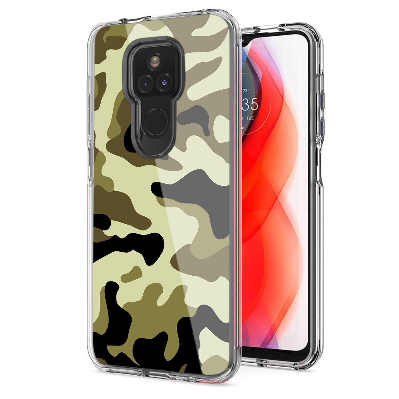 Camouflage Dual Layer Hybrid Hard & Soft TPU Rubber Case for MOTOROLA G PLAY In Green