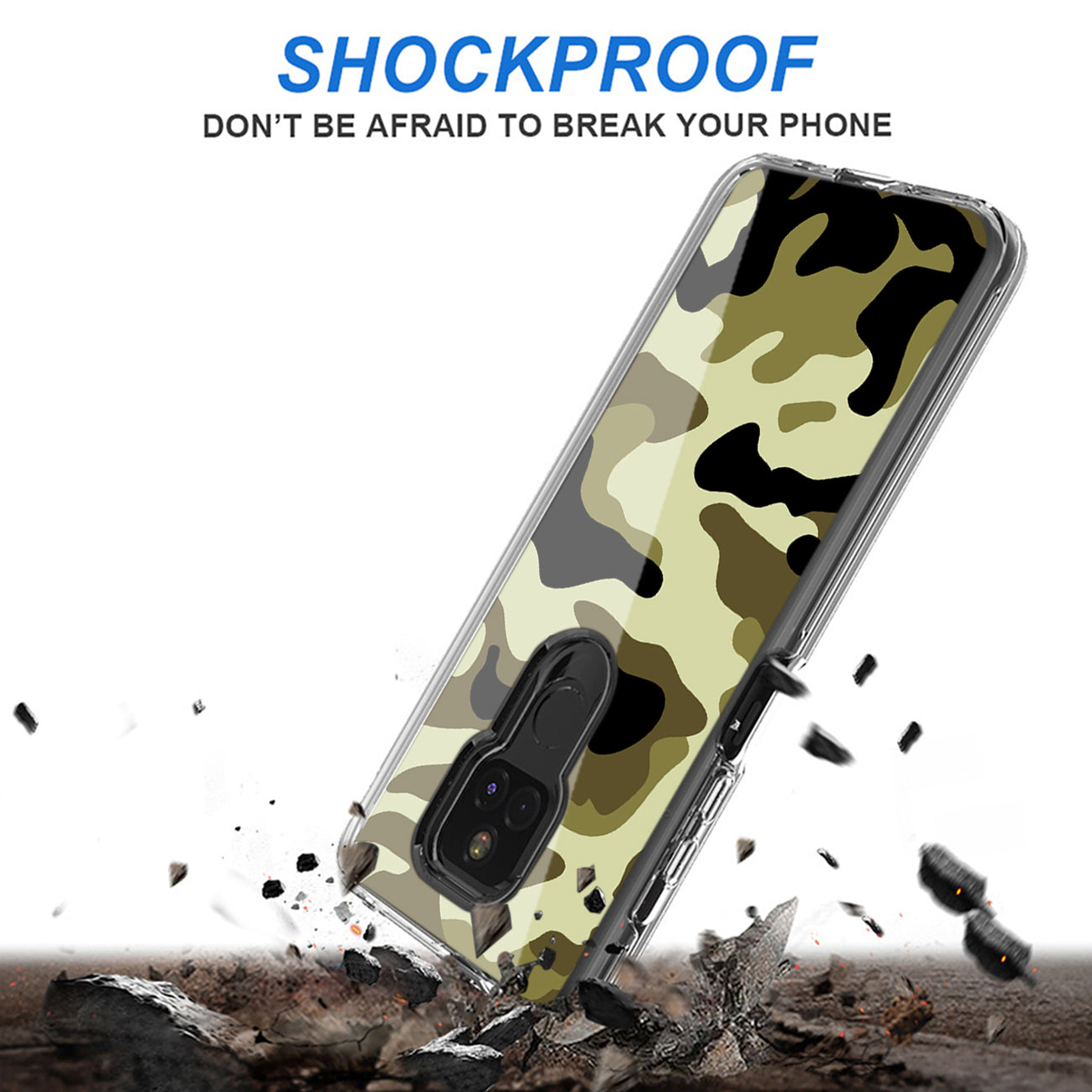 Camouflage Dual Layer Hybrid Hard & Soft TPU Rubber Case for MOTOROLA G PLAY In Green