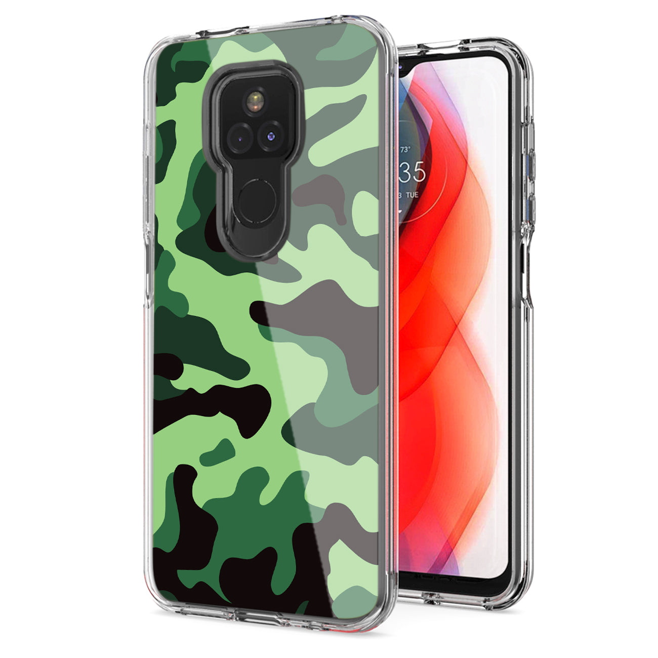 Camouflage Dual Layer Hybrid Hard & Soft TPU Rubber Case for MOTOROLA G PLAY In Mint Green