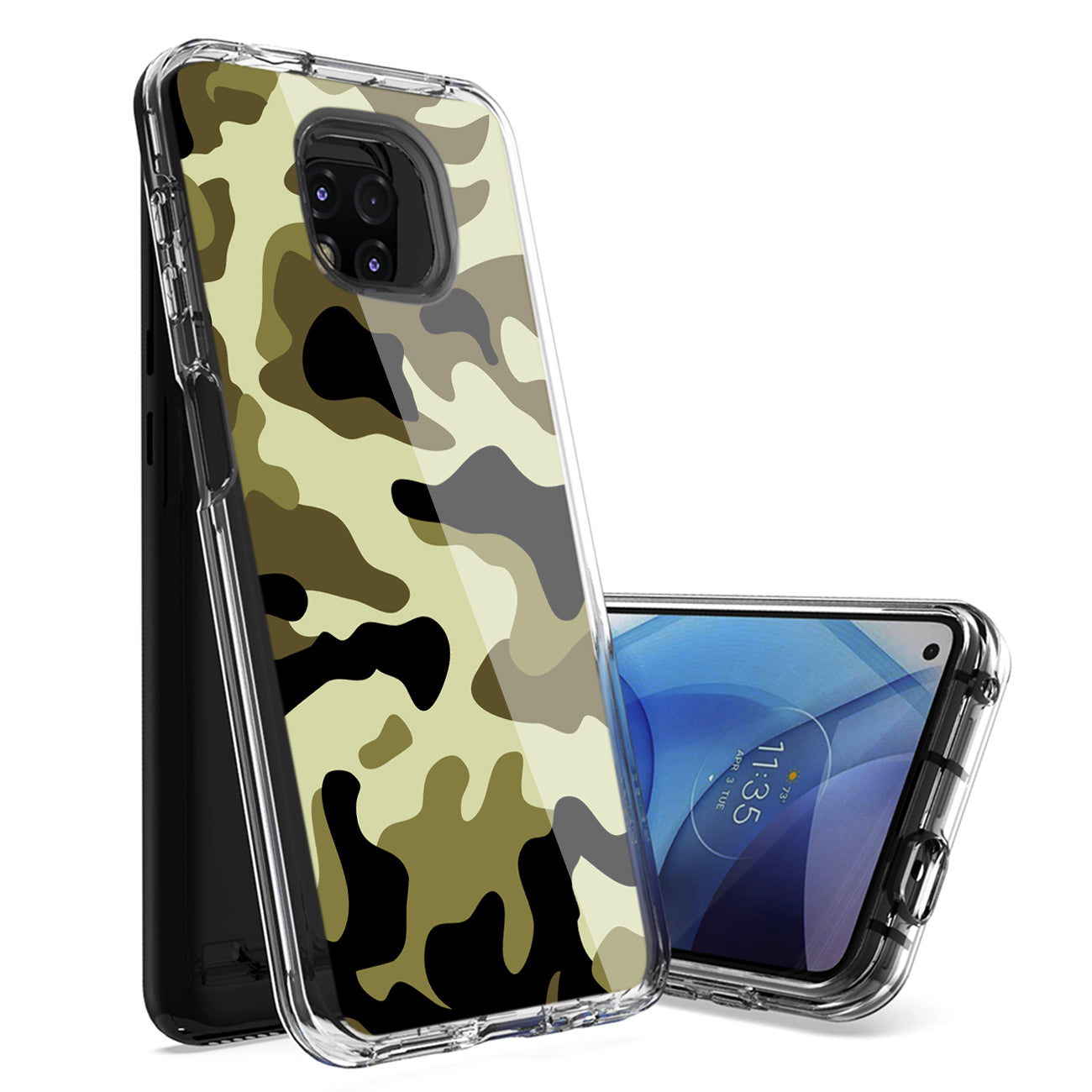 Camouflage Dual Layer Hybrid Hard & Soft TPU Rubber Case for MOTOROLA G POWER In Green