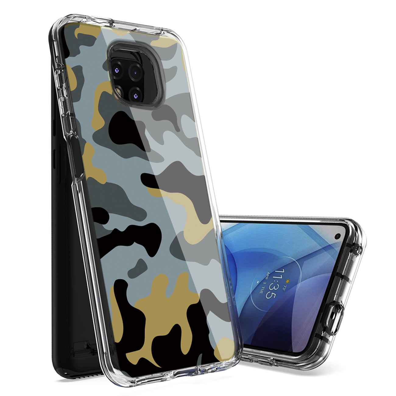 Camouflage Dual Layer Hybrid Hard & Soft TPU Rubber Case for MOTOROLA G POWER In Blue
