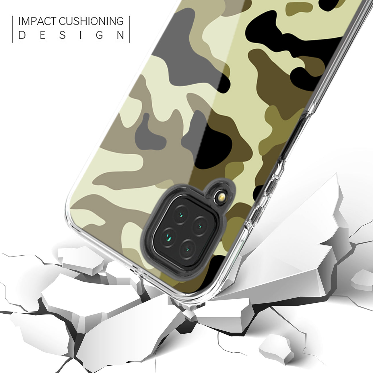Camouflage Dual Layer Hybrid Hard & Soft TPU Rubber Case for SAMS GALAXY A12 5G In Green