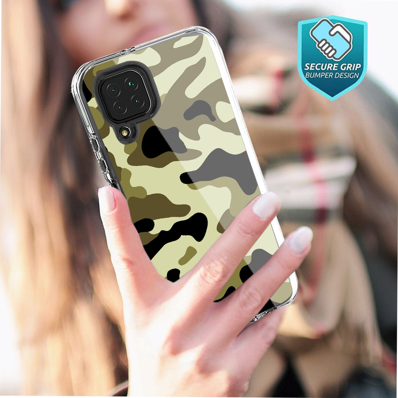 Camouflage Dual Layer Hybrid Hard & Soft TPU Rubber Case for SAMS GALAXY A12 5G In Green