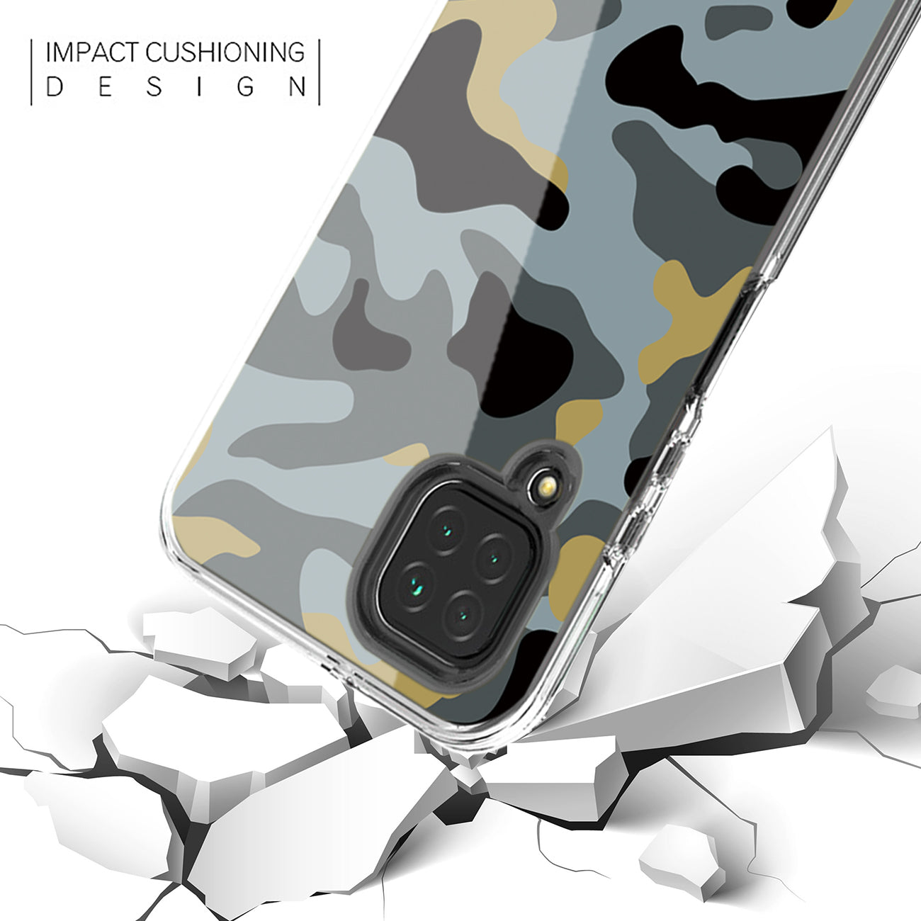 Camouflage Dual Layer Hybrid Hard & Soft TPU Rubber Case for SAMS GALAXY A12 5G In Blue