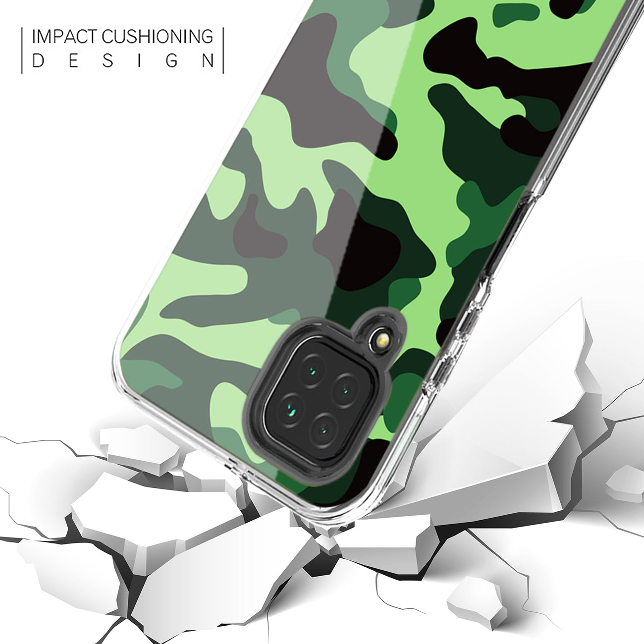 Camouflage Dual Layer Hybrid Hard & Soft TPU Rubber Case for SAMS GALAXY A12 5G In Mint Green
