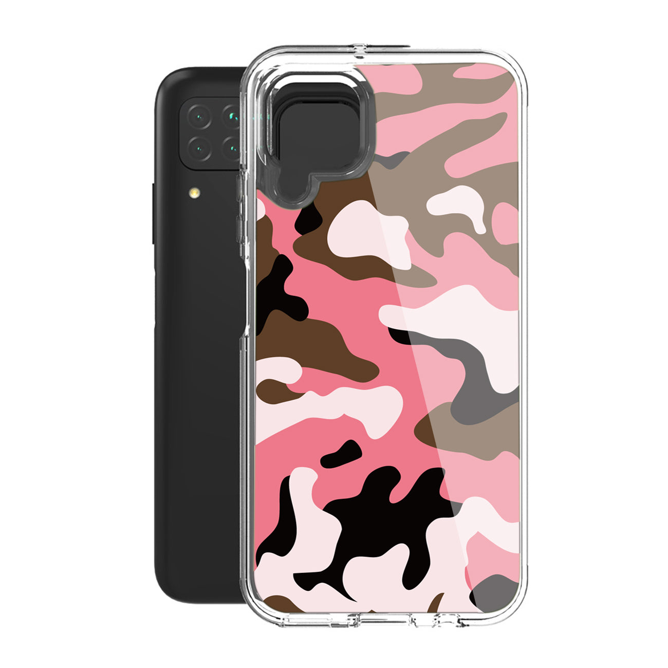 Camouflage Dual Layer Hybrid Hard & Soft TPU Rubber Case for SAMS GALAXY A12 5G In Pink