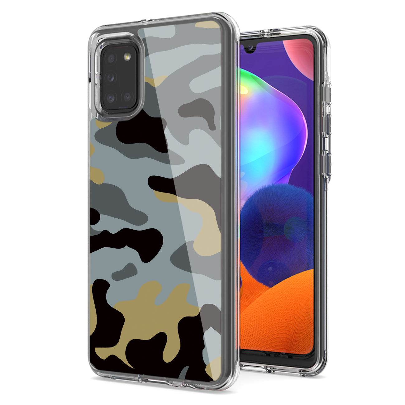 Camouflage Dual Layer Hybrid Hard & Soft TPU Rubber Case for SAMS GALAXY A31 In Blue