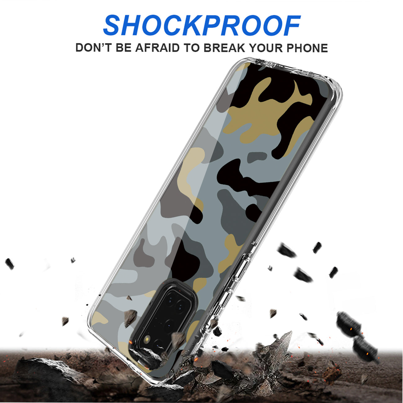 Camouflage Dual Layer Hybrid Hard & Soft TPU Rubber Case for SAMS GALAXY A31 In Blue