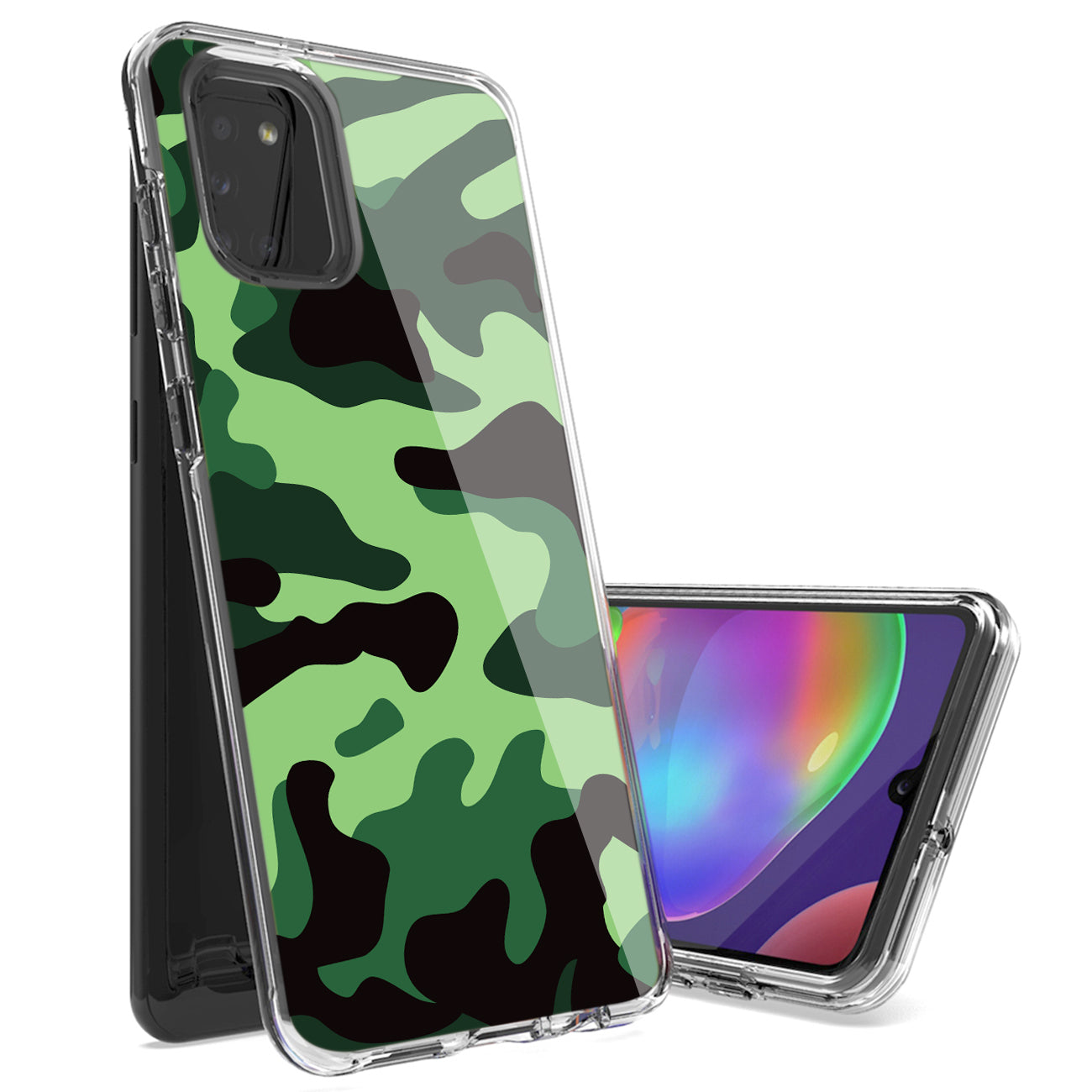 Camouflage Dual Layer Hybrid Hard & Soft TPU Rubber Case for SAMS GALAXY A31 In Mint Green