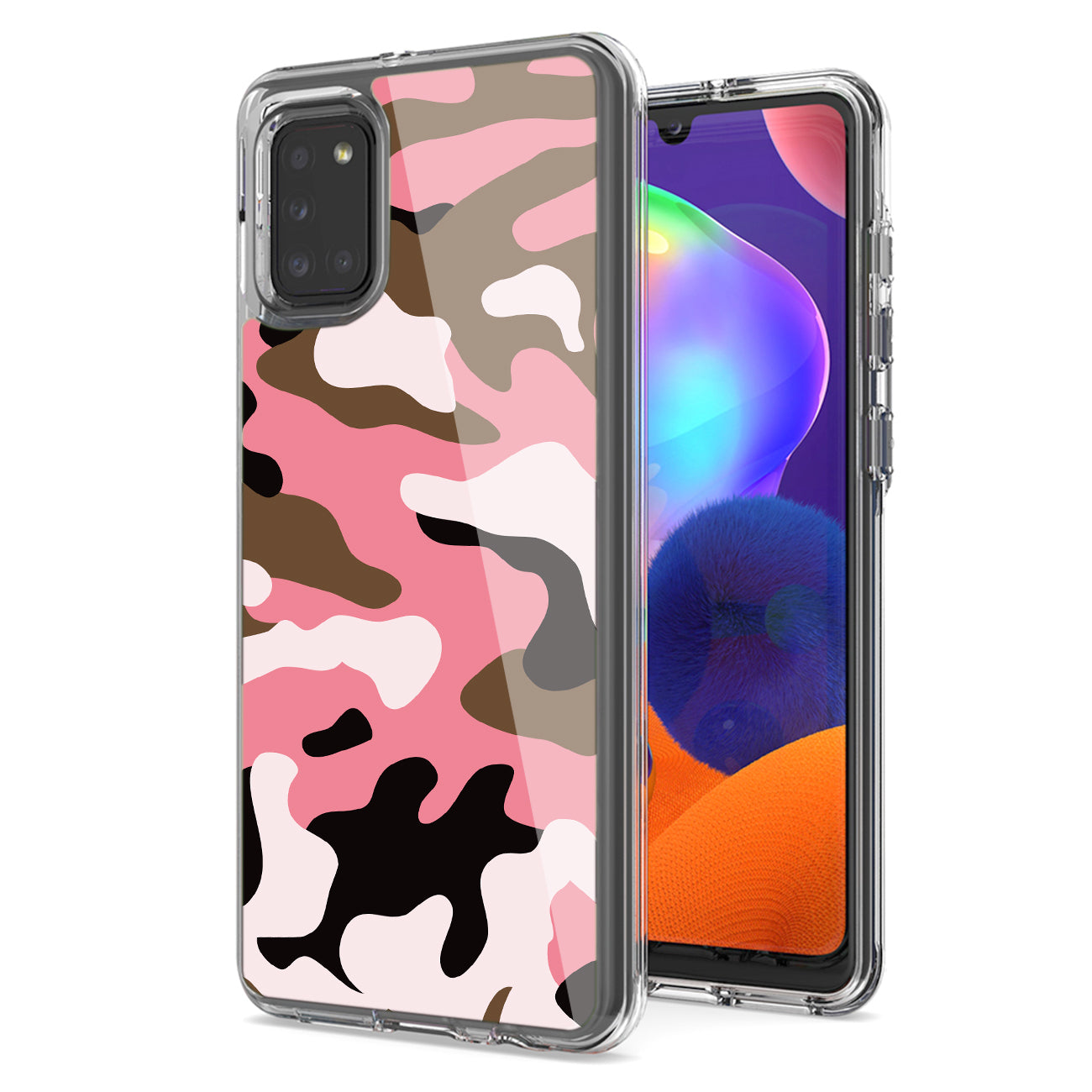 Camouflage Dual Layer Hybrid Hard & Soft TPU Rubber Case for SAMS GALAXY A31 In Pink