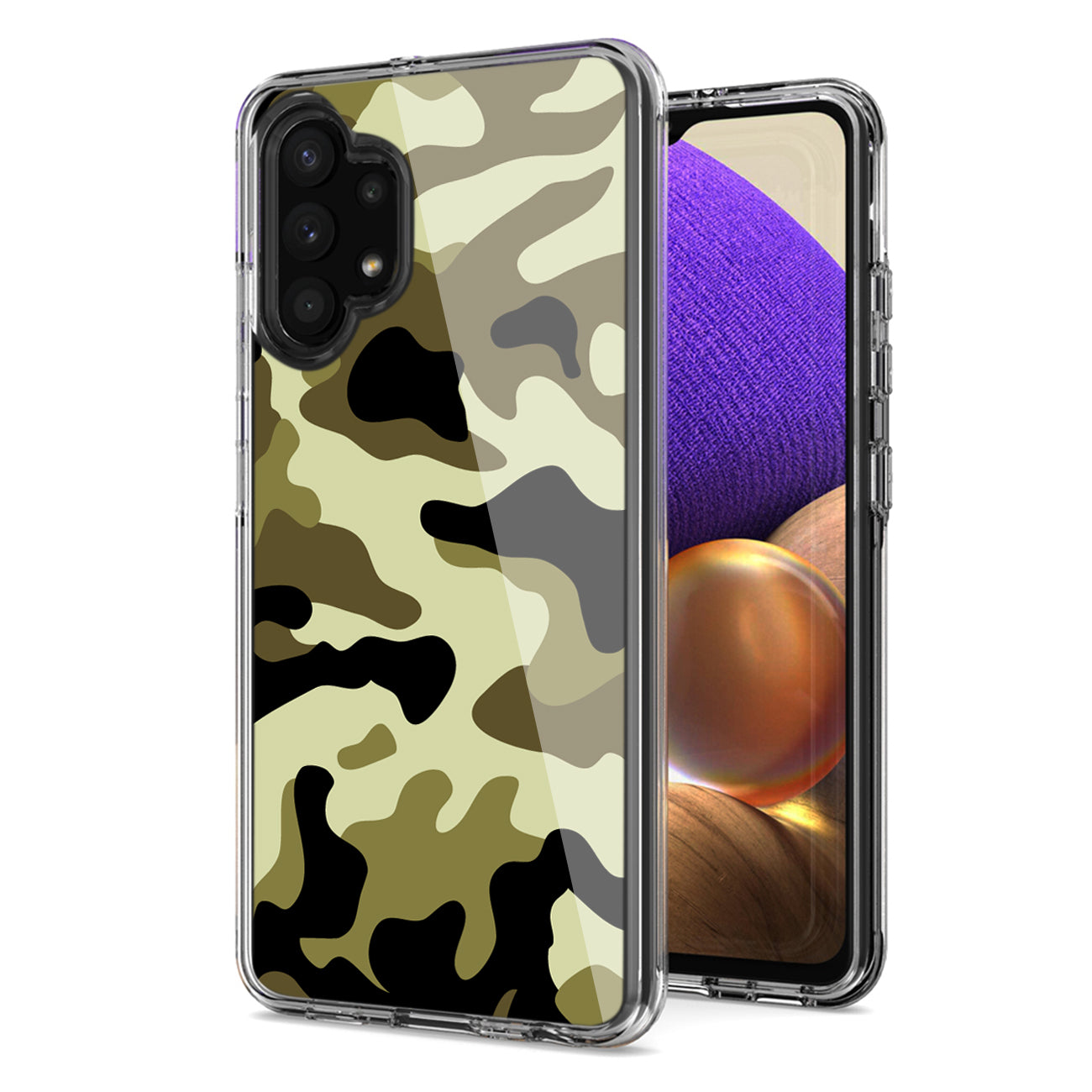 Camouflage Dual Layer Hybrid Hard & Soft TPU Rubber Case for SAMS GALAXY A32 5G In Green
