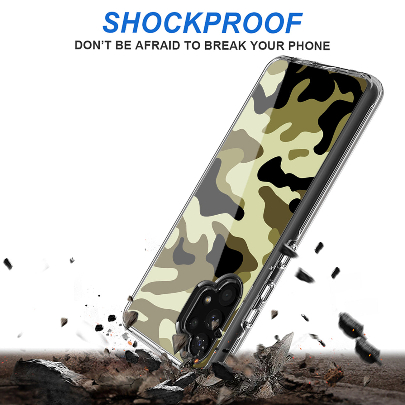 Camouflage Dual Layer Hybrid Hard & Soft TPU Rubber Case for SAMS GALAXY A32 5G In Green