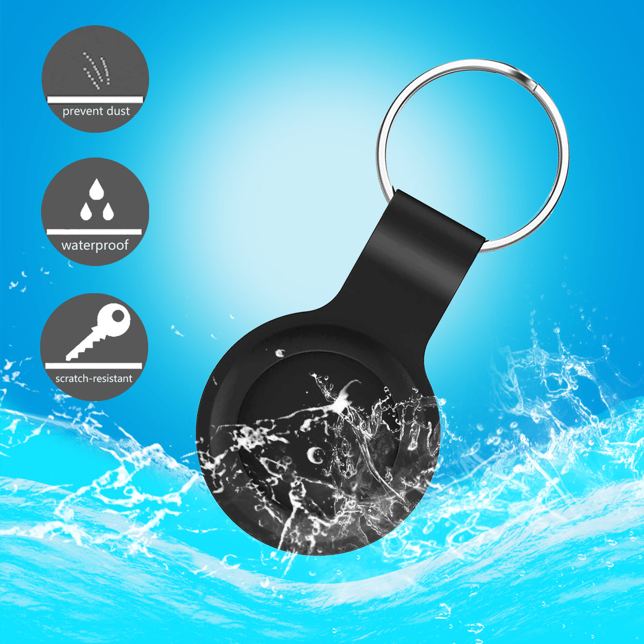Reiko Silicone Protective Case for Apple AirTag In Black