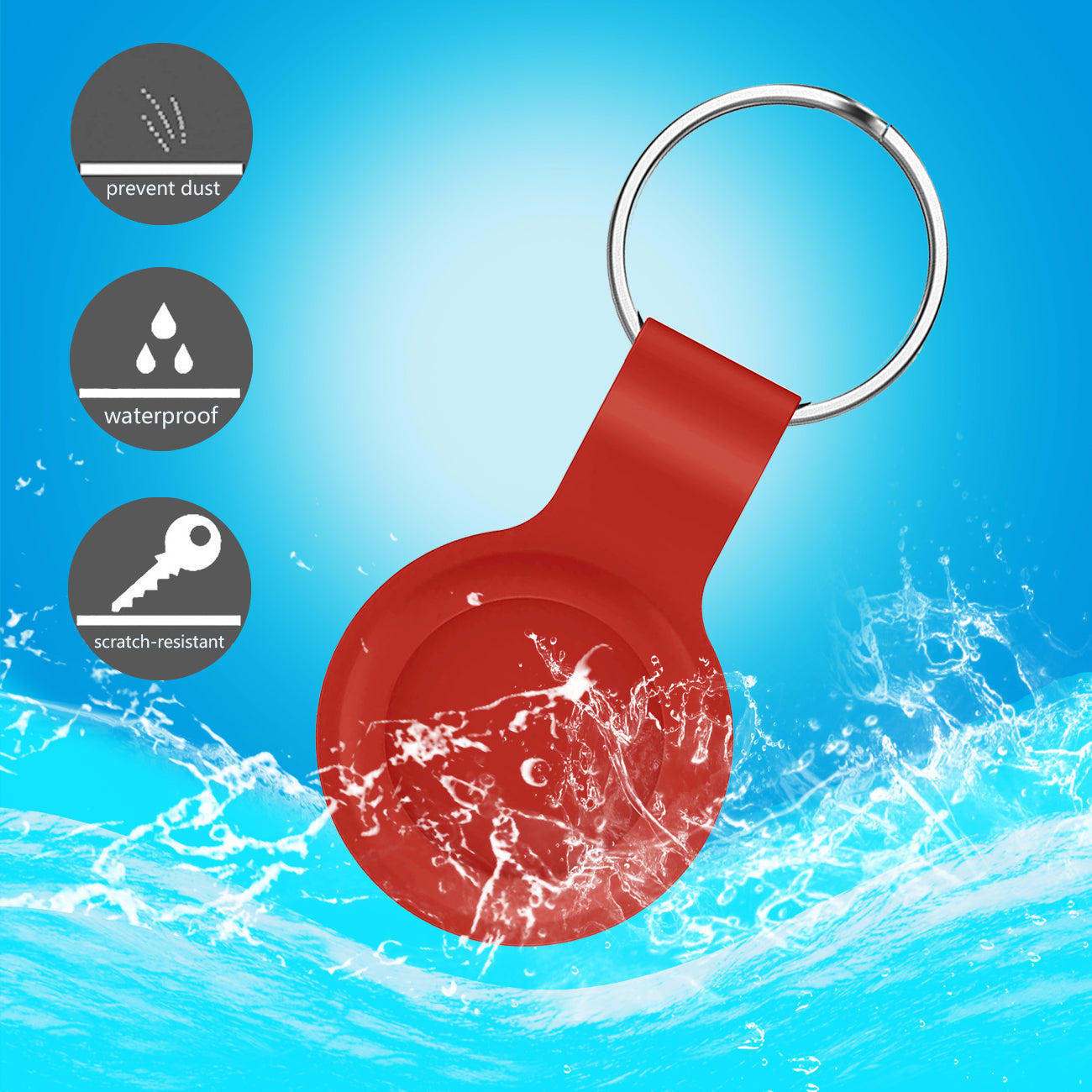 Reiko Silicone Protective Case for Apple AirTag In Red