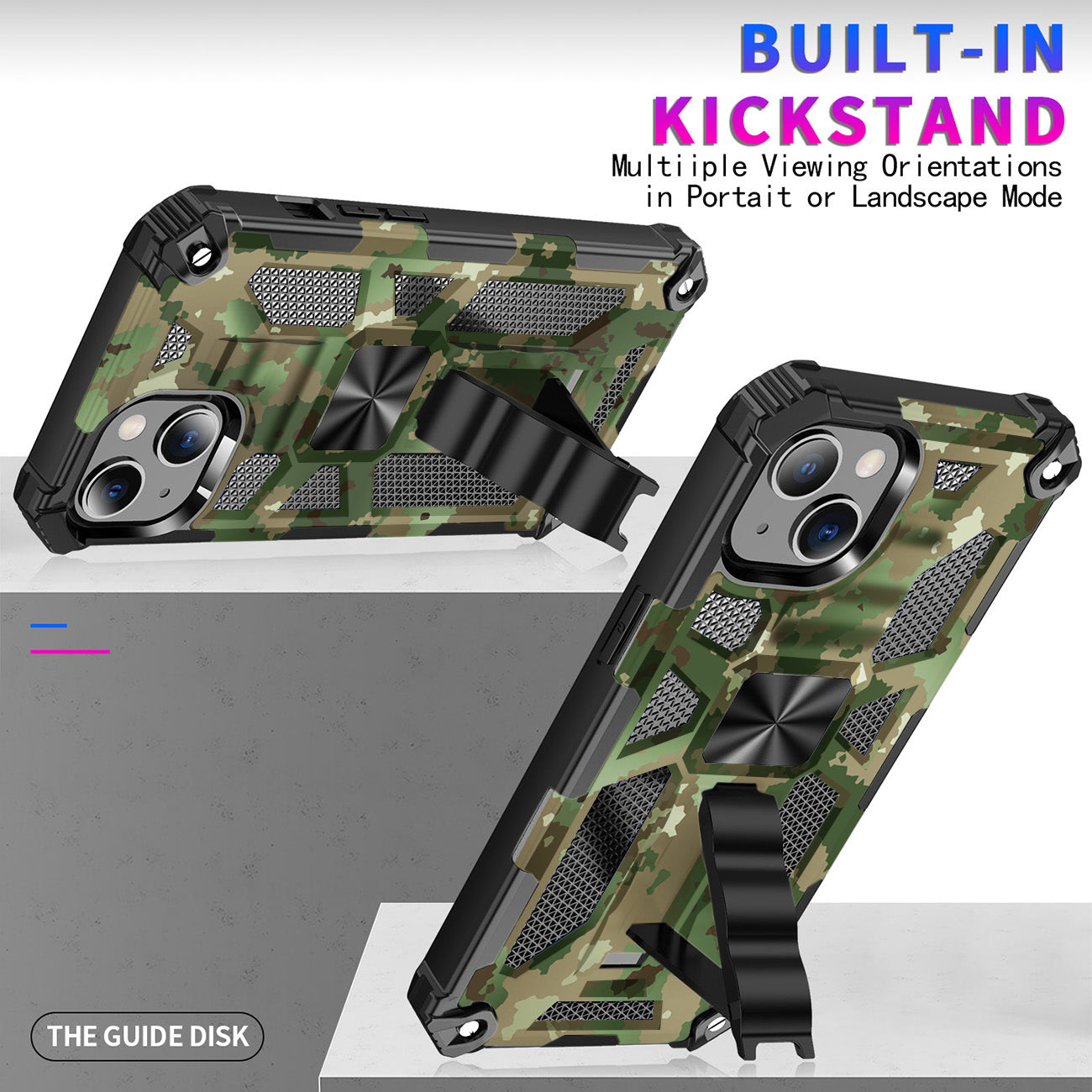 Case TPU With Built-In Kickstand Magnetic Mount Apple iPhone 13 Camouflage