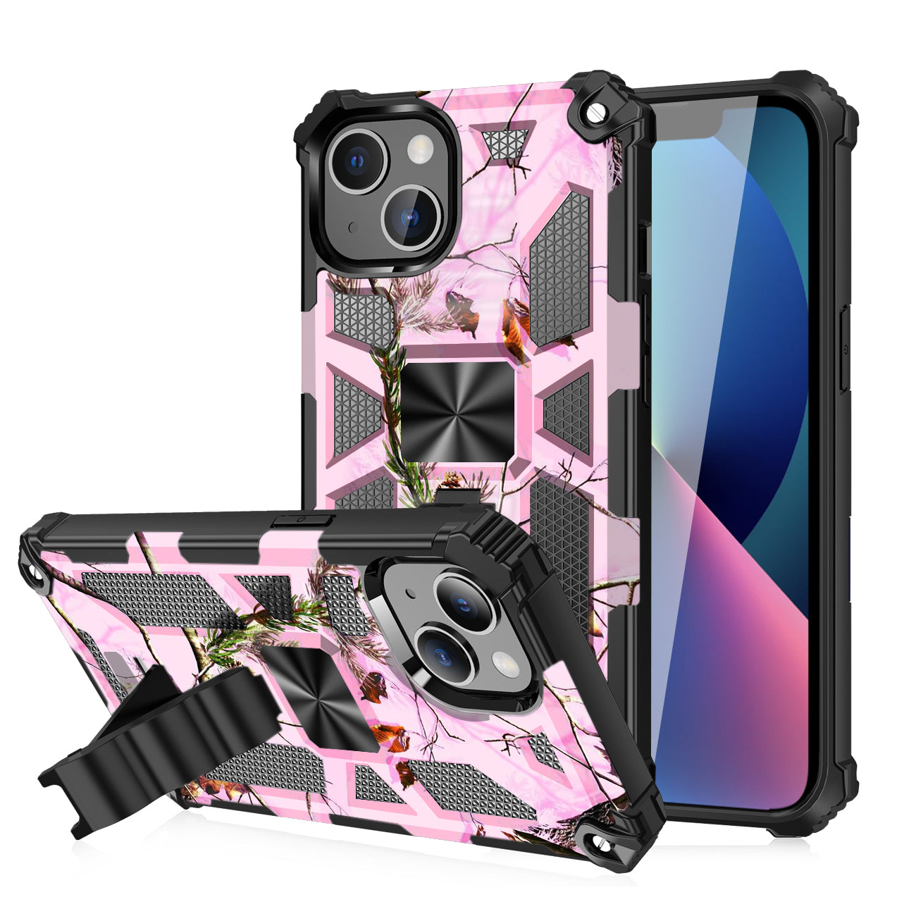 Case TPU With Built-In Kickstand Magnetic Mount Tree Leaf Patterns Apple iPhone 13