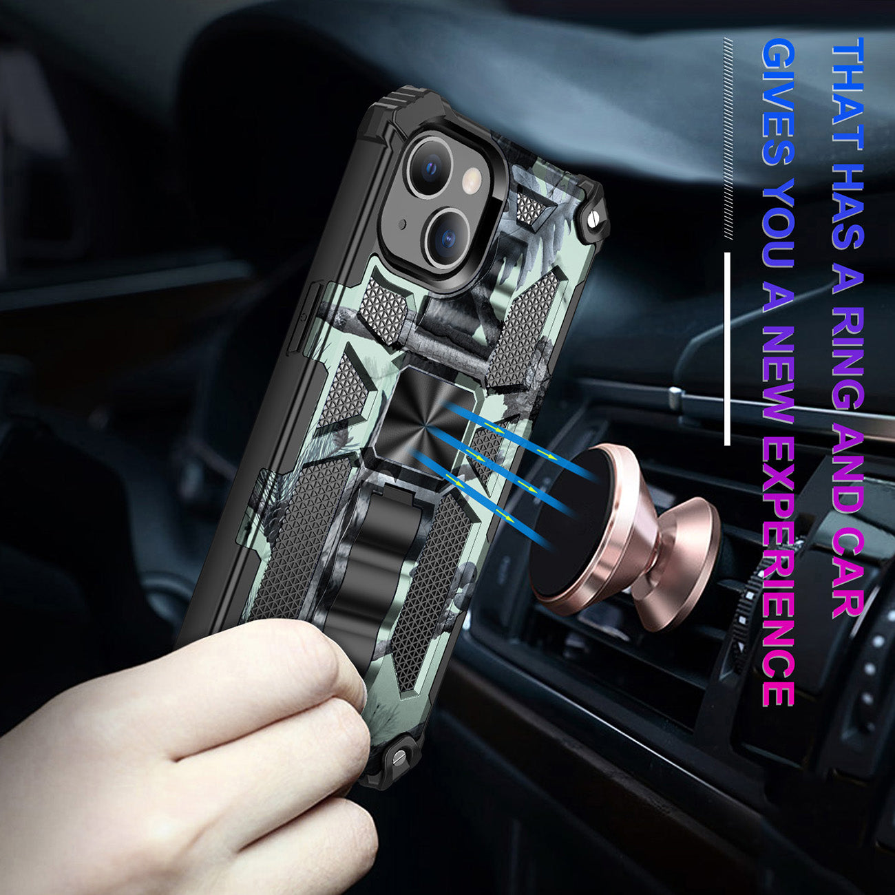 Case TPU With Built-In Kickstand Magnetic Mount Tree Leaf Patterns Apple iPhone 13