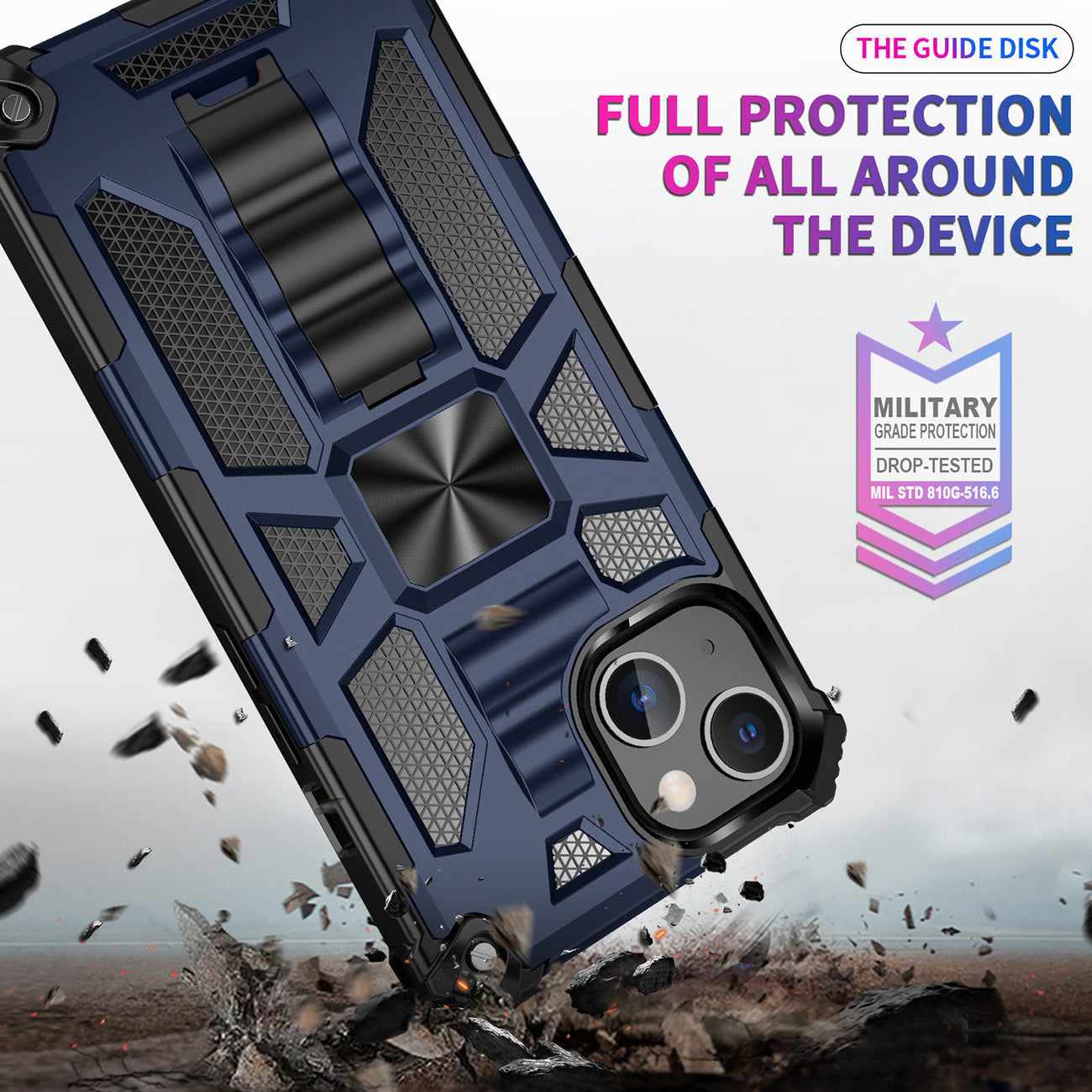 Case TPU With Built-in Kickstand Magnetic Mount Apple iPhone 13 Blue Color