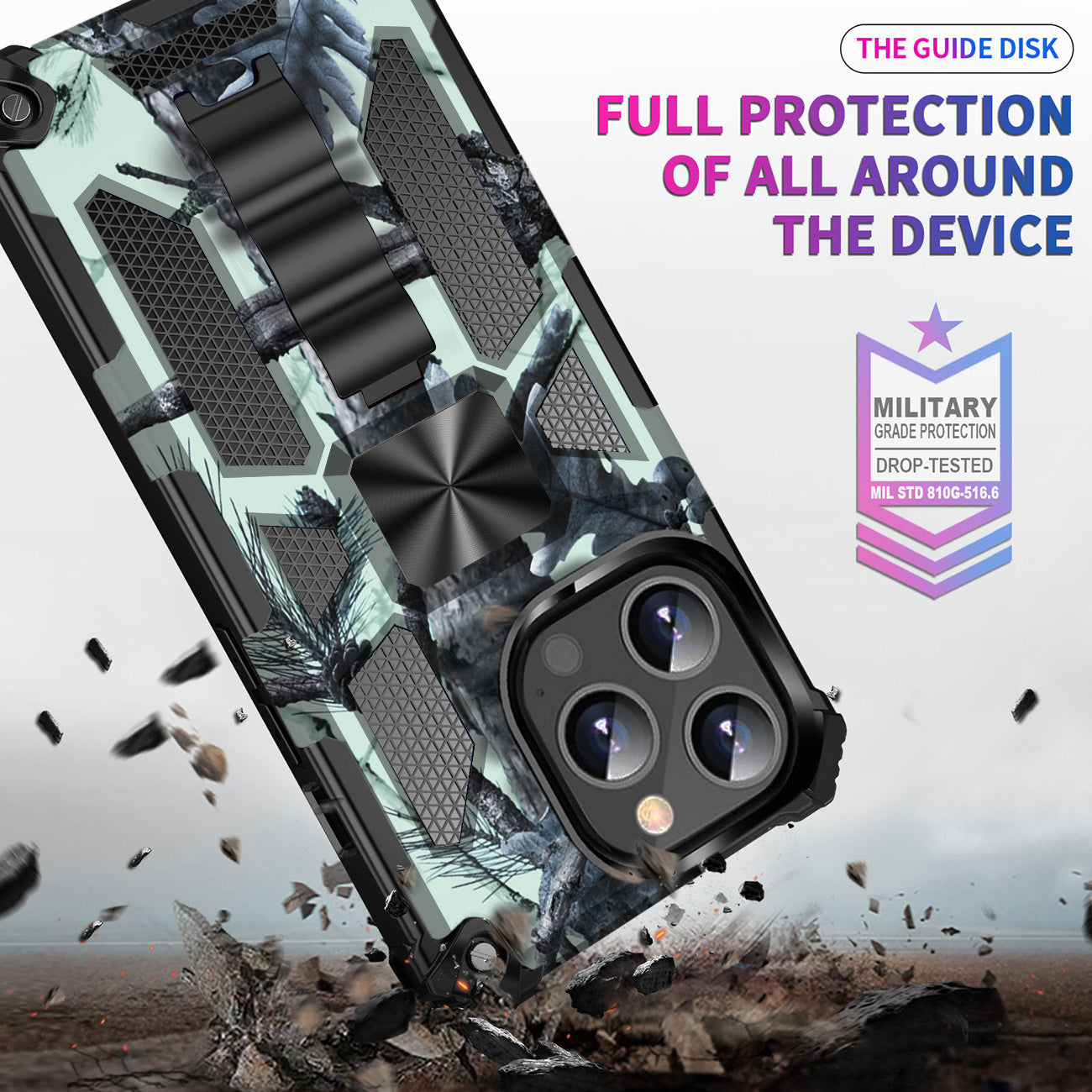 Case TPU Built-In Kickstand With Magnetic Mount Tree Leaf Patterns Apple iPhone 13 Pro Max