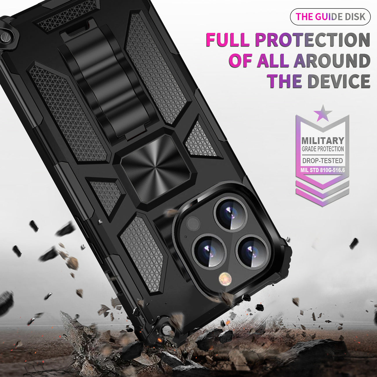 Case TPU With Built-in Kickstand Magnetic Mount Apple iPhone 13 Pro Max Black Color