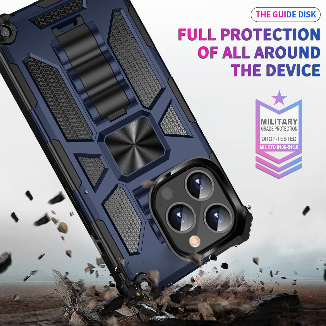 Built-in Kickstand TPU Case with Magnetic Mount for APPLE IPHONE 13 PRO MAX in Blue