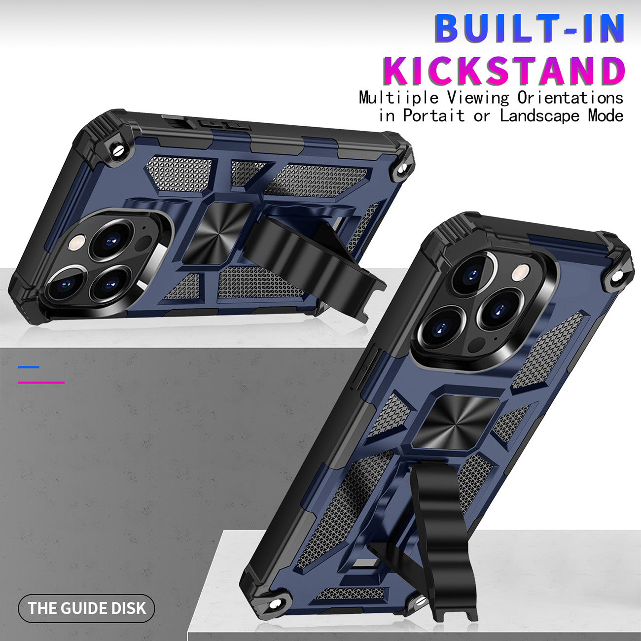 Built-in Kickstand TPU Case with Magnetic Mount for APPLE IPHONE 13 PRO MAX in Blue