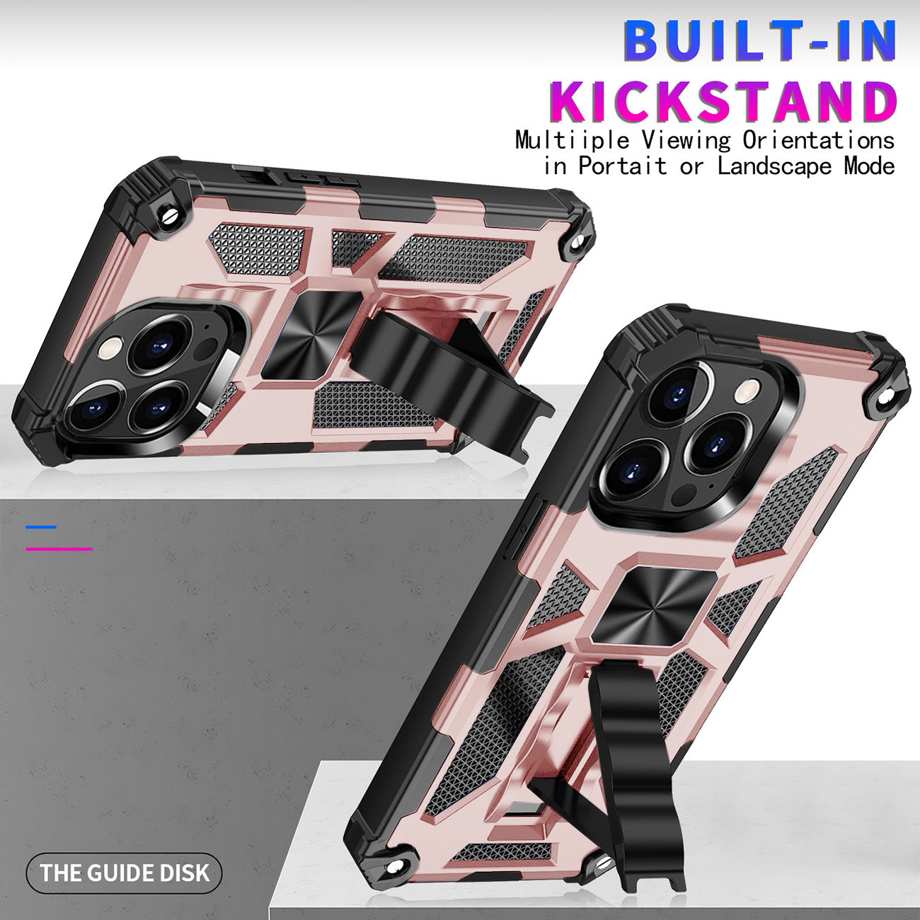 Case TPU Built-In Kickstand With Magnetic Mount Apple iPhone 13 Pro Max Rose Gold Color