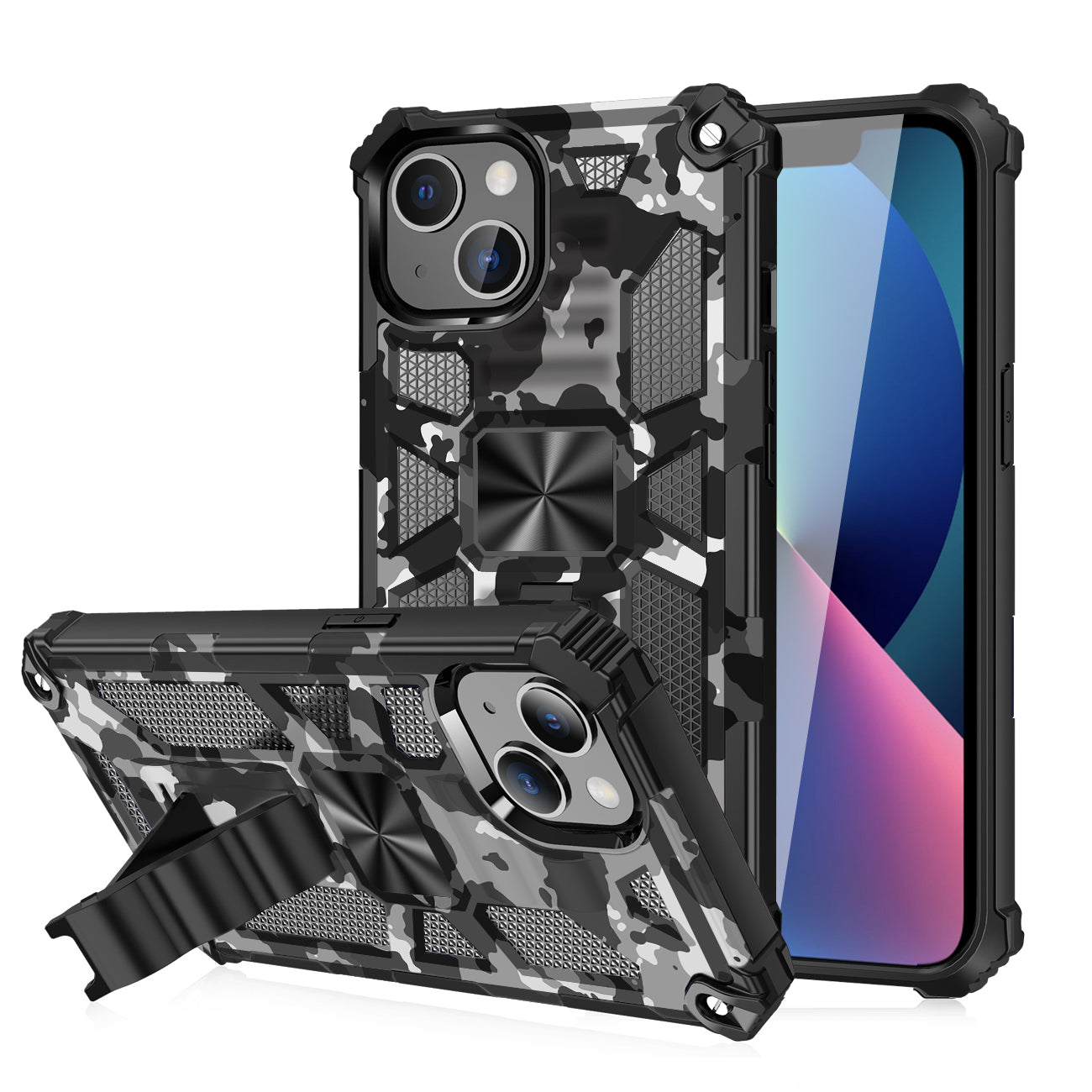 Case TPU With Built-In Kickstand Magnetic Mount Apple iPhone 13 Mini Camouflage