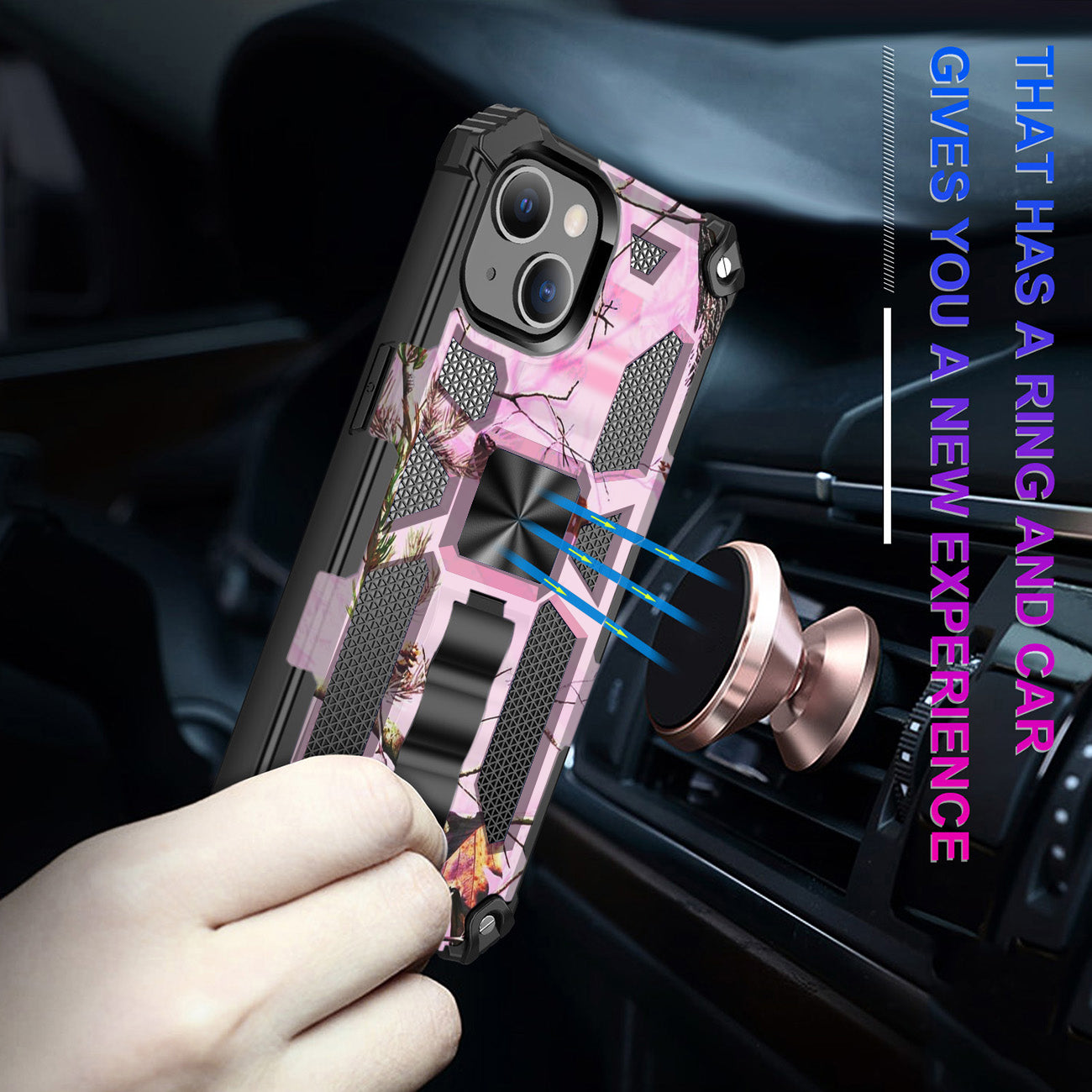 Case TPU With Built-In Kickstand Magnetic Mount Tree Leaf Patterns Apple iPhone 13 Mini