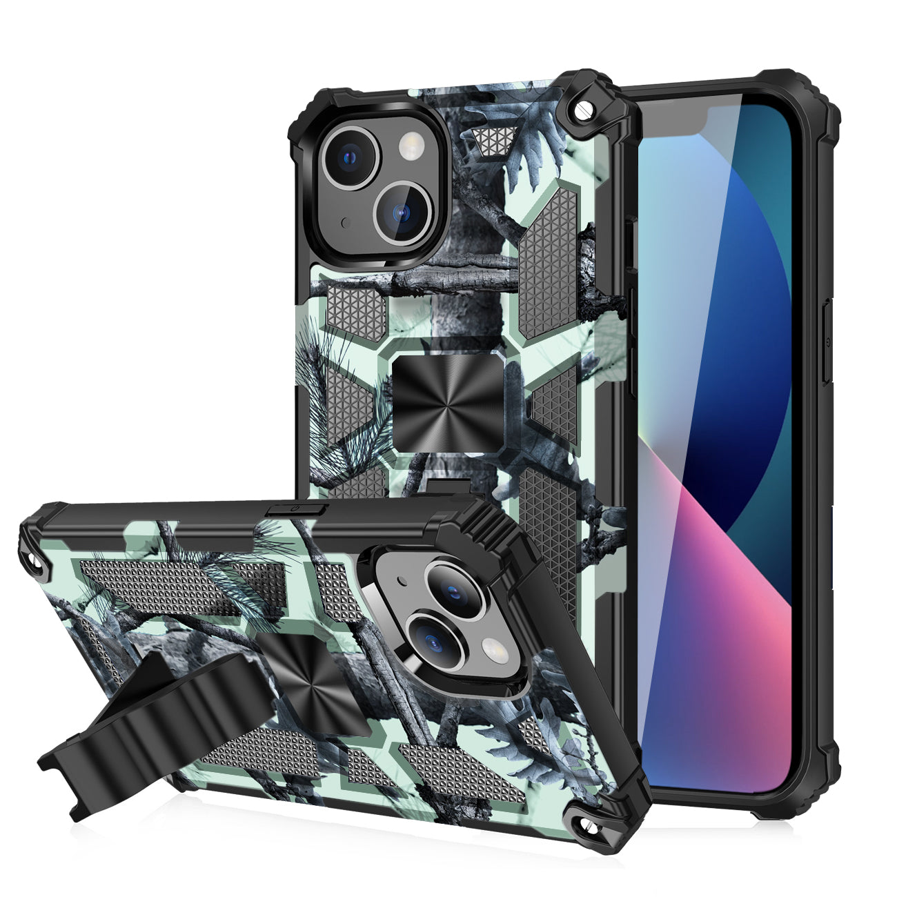 Case TPU With Built-In Kickstand Magnetic Mount Tree Leaf Patterns Apple iPhone 13 Mini