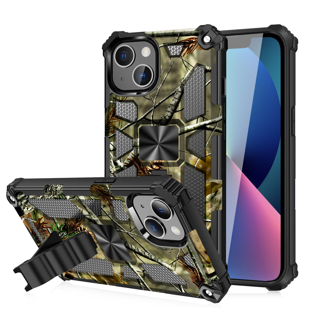 Case TPU With Built-In Kickstand Magnetic Mount Tree Leaf Patterns Apple iPhone 13 Mini