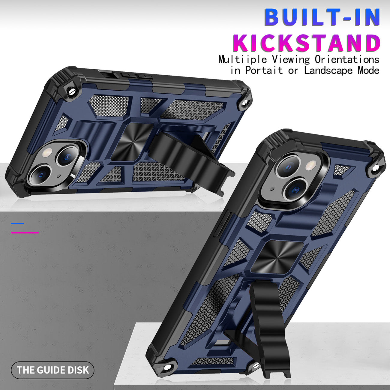 Case TPU With Built-In Kickstand Magnetic Mount Apple iPhone 13 Mini Blue Color