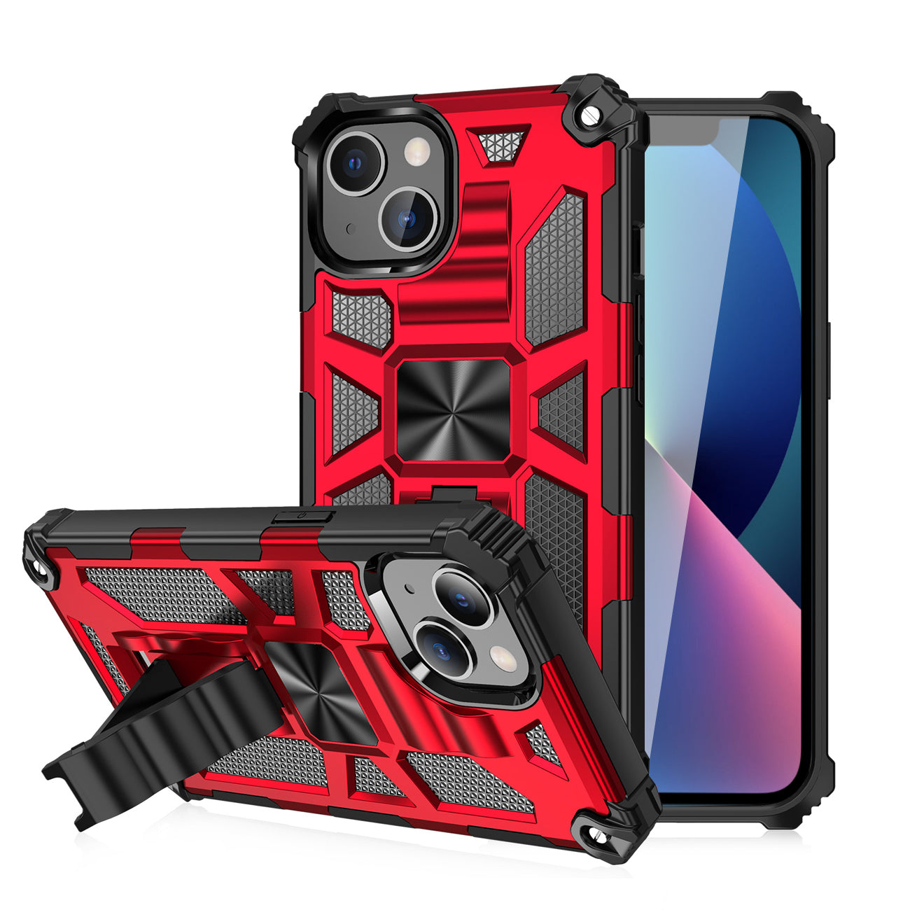 Case TPU With Built-In Kickstand Magnetic Mount Apple iPhone 13 Mini Red Color
