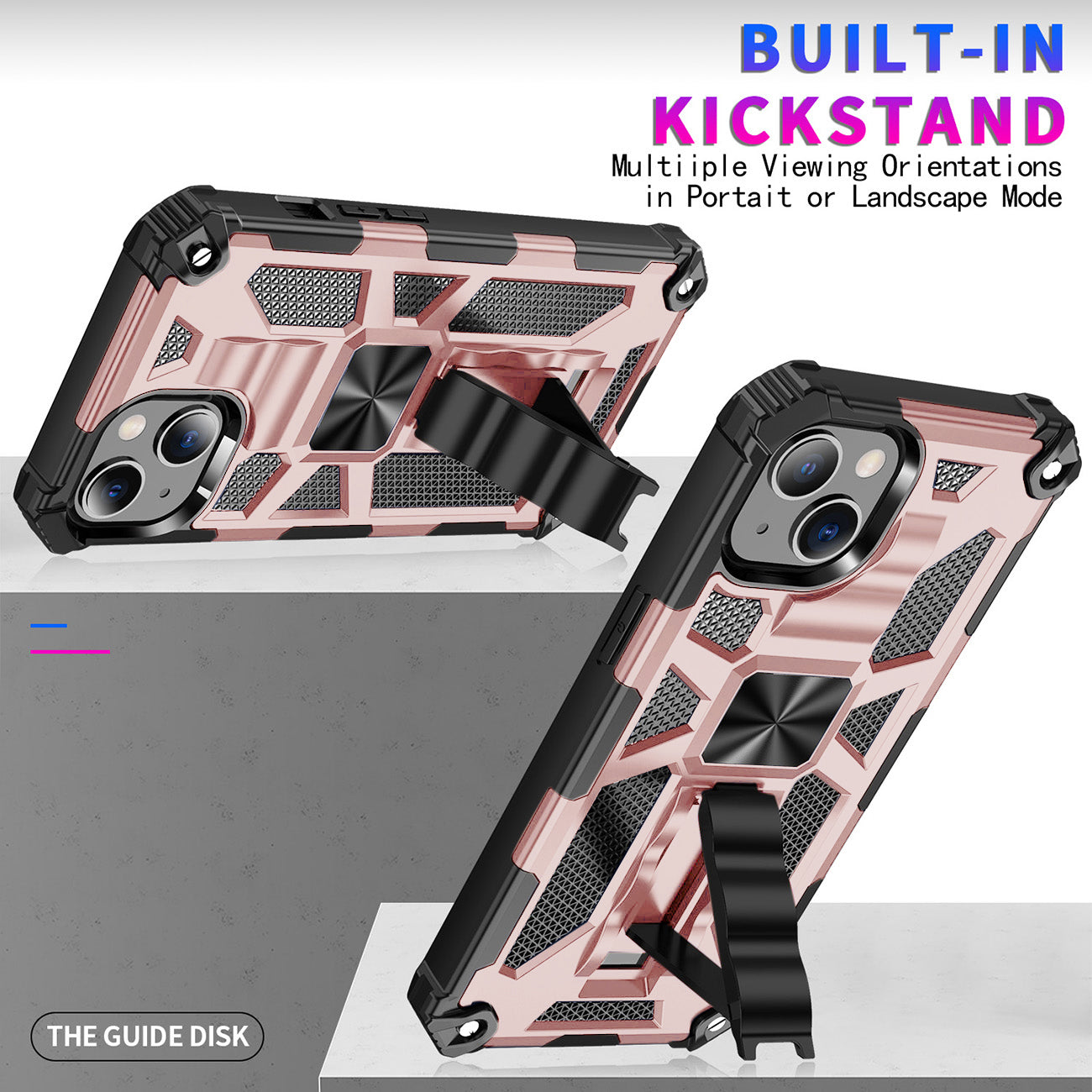 Case TPU With Built-In Kickstand Magnetic Mount Apple iPhone 13 Mini Rose Gold Color